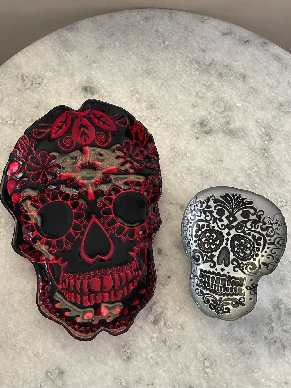 Sugar Skull Glass Trays Set